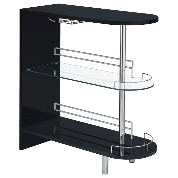 Adolfo 3-tier Bar Table Glossy Black and Clear image