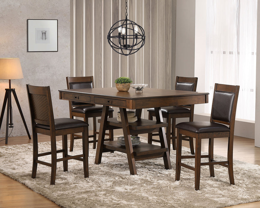 Dewey 5-piece Rectangular Dining Set Brown and Walnut image