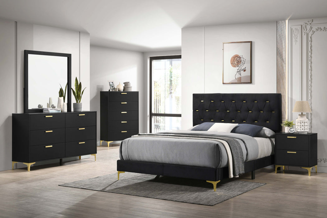 Kendall Tufted Panel Bedroom Set Black and Gold