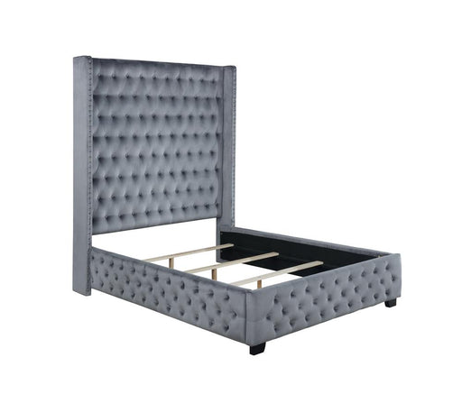 Rocori Queen Wingback Tufted Bed Grey image