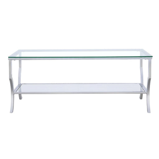 Saide Rectangular Coffee Table with Mirrored Shelf Chrome image