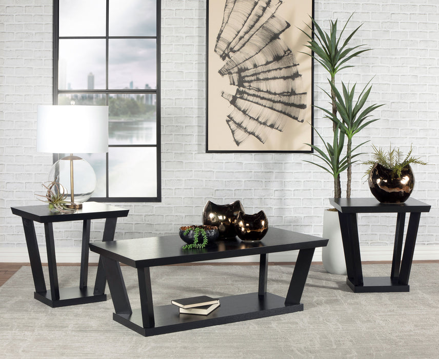 Aminta 3-piece Occasional Set with Open Shelves Black image