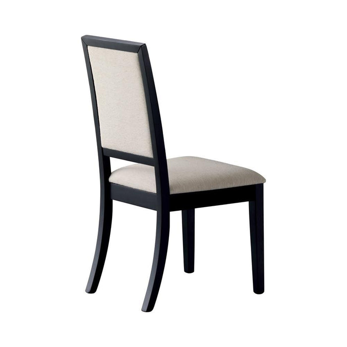 Louise Upholstered Dining Side Chairs Black and Cream (Set of 2)