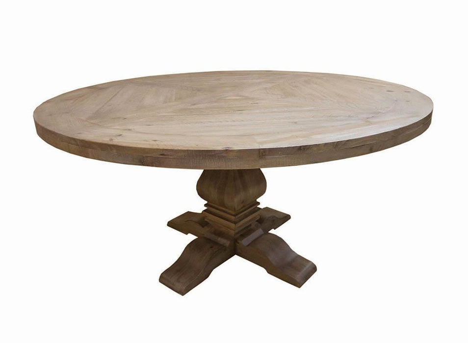 Florence Round Pedestal Dining Table Rustic Smoke