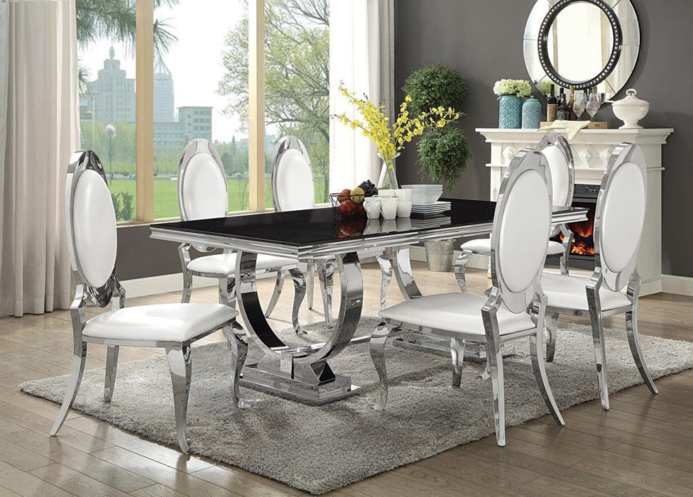 Antoine Rectangular Dining Table Chrome and Black