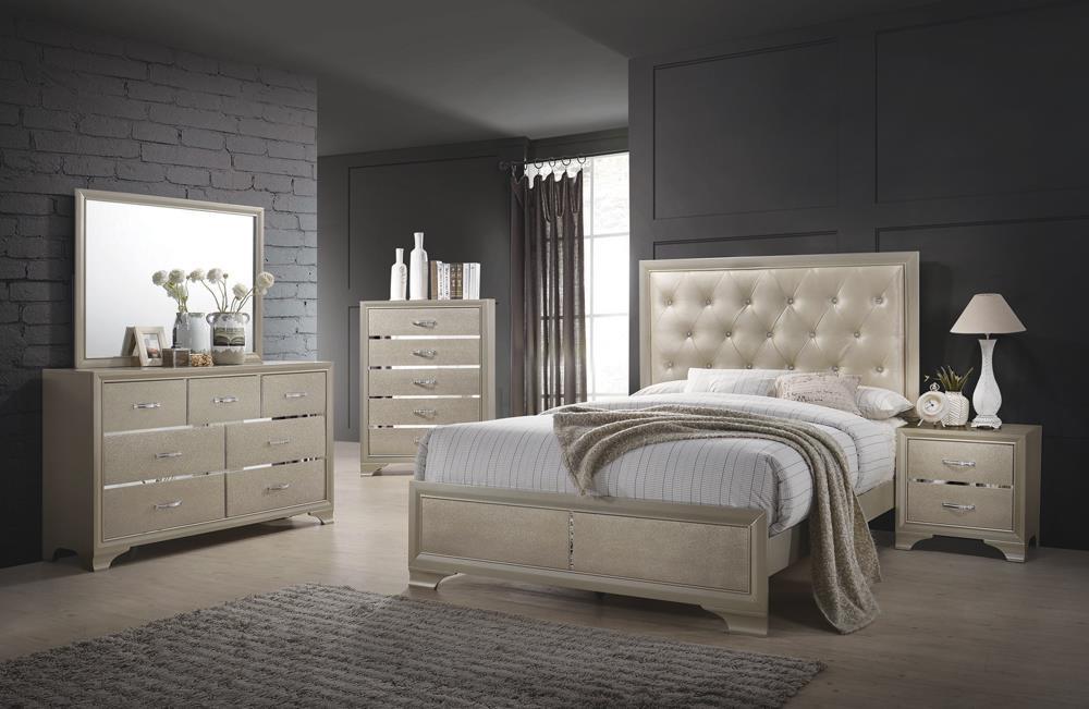 Beaumont Upholstered Eastern King Bed Champagne