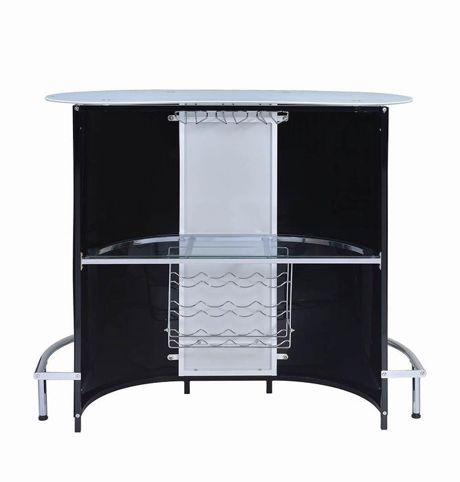 Lacewing 1-shelf Bar Unit Glossy Black and White