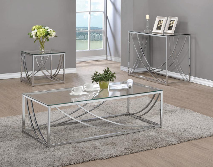 Lille Glass Top Rectangular Sofa Table Accents Chrome