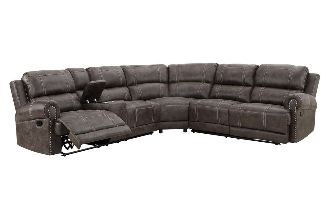 New Classic Furniture Calhoun 3pc Reclining Sectional in Walnut