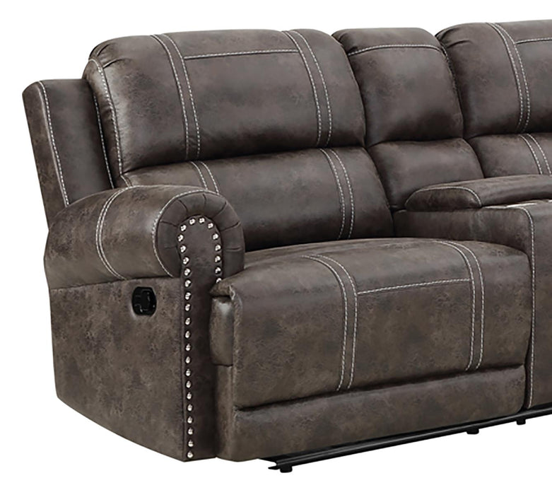 New Classic Furniture Calhoun 3pc Reclining Sectional in Walnut