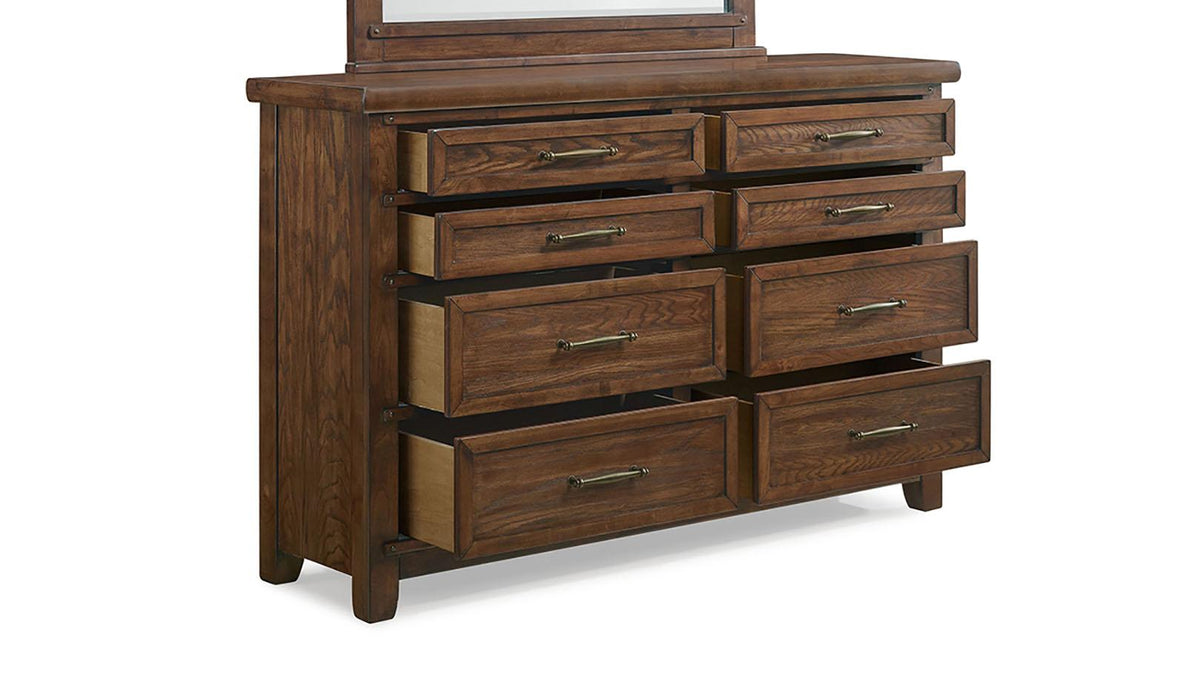 New Classic Furniture Fairfax 8 Drawer Dresser in Medium Oak