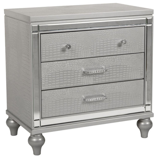 New Classic Furniture Valentino 3 Drawer Nightstand in Silver image