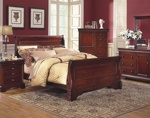 New Classic Versaille Eastern King Sleigh Bed in Bordeaux image